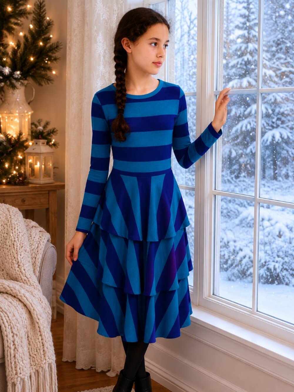 LuLaRoe Blue Stripe Georgia Dress